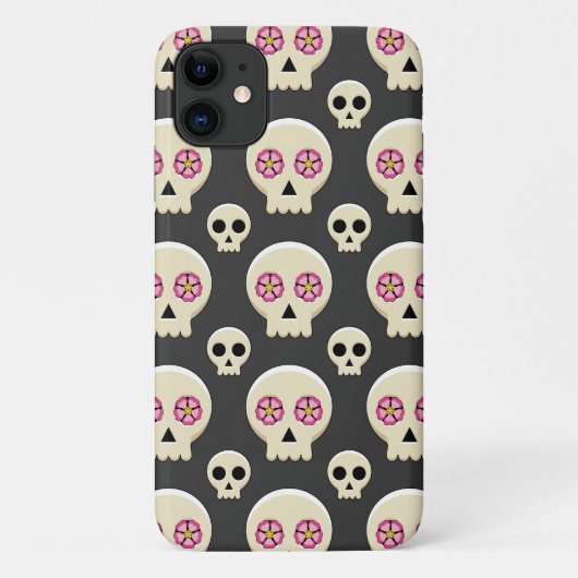 Creepy Niedlich Kawaii Goth Skull mit Blume Muster Case-Mate iPhone Hülle (Rückseite)