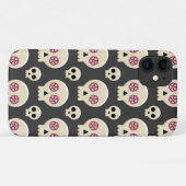 Creepy Niedlich Kawaii Goth Skull mit Blume Muster Case-Mate iPhone Hülle (Rückseite (Horizontal))