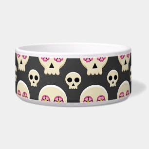 Creepy Niedlich Kawaii Goth Skull mit Blume Muster Napf
