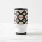 Creepy Niedlich Kawaii Goth Skull mit Blume Muster Reisebecher (Mittel)