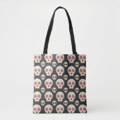 Creepy Niedlich Kawaii Goth Skull mit Blume Muster Tasche (Vorderseite)
