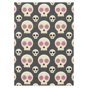 Creepy Niedlich Kawaii Goth Skull mit Blume Muster Tischdecke