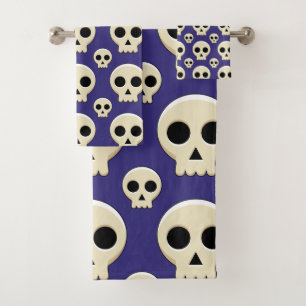 Creepy Niedlich Kawaii Goth Skull Pattern Badhandtuch Set