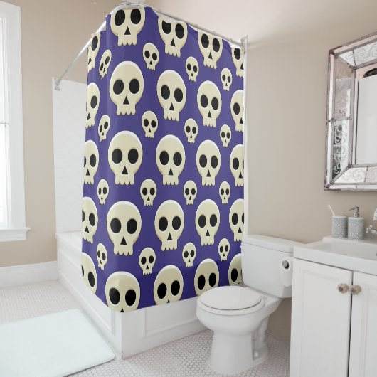 Creepy Niedlich Kawaii Goth Skull Pattern Duschvorhang (Beispiel)