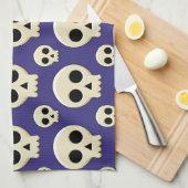 Creepy Niedlich Kawaii Goth Skull Pattern Geschirrtuch (Viertel Falte)