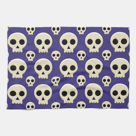 Creepy Niedlich Kawaii Goth Skull Pattern Geschirrtuch (Horizontal)