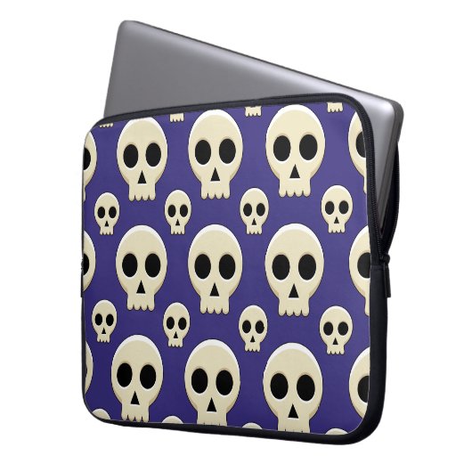 Creepy Niedlich Kawaii Goth Skull Pattern Laptopschutzhülle (Vorderseite Links)