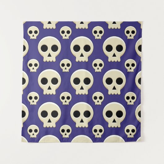 Creepy Niedlich Kawaii Goth Skull Pattern Wandteppich (Vorderseite)