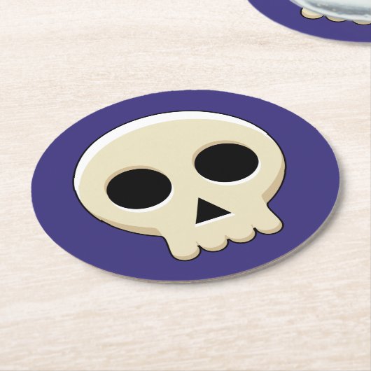 Creepy Niedlich Kawaii Goth Skull Runder Pappuntersetzer (Angewinkelt)