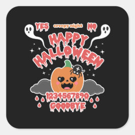 Creepy Niedlich Kawaii Halloween Ghost Board Quadratischer Aufkleber