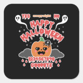Creepy Niedlich Kawaii Halloween Ghost Board Quadratischer Aufkleber (Vorderseite)