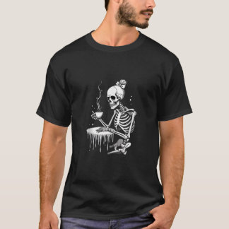 Creepy Niedlich Skeleton Drink Kaffee Funny Gothic T-Shirt