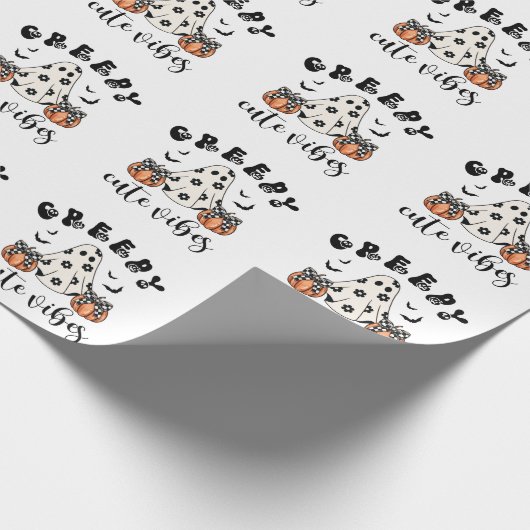 Creepy Niedlich Vibes Coquette Ghost & Pumpkin Geschenkpapier (Ecke)