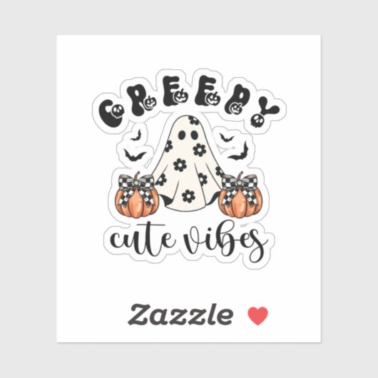 Creepy Niedlich Vibes Retro Ghost & Pumpkin Coquet Aufkleber (Blatt)