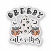 Creepy Niedlich Vibes Retro Ghost & Pumpkin Coquet Aufkleber (Vorderseite)