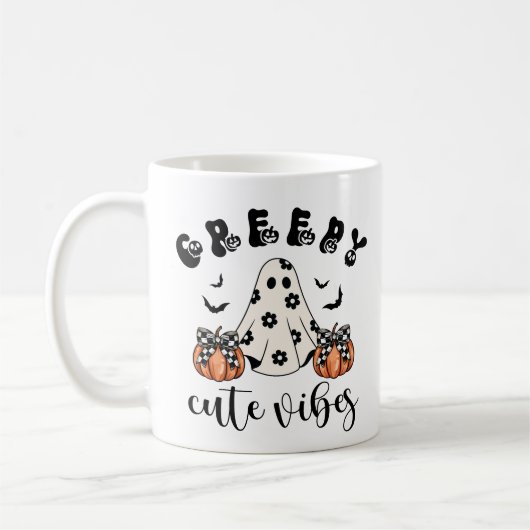 Creepy Niedlich Vibes Retro Ghost & Pumpkin Coquet Kaffeetasse (Links)