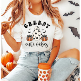 Creepy Niedlich Vibes Retro Ghost & Pumpkin Coquet T-Shirt