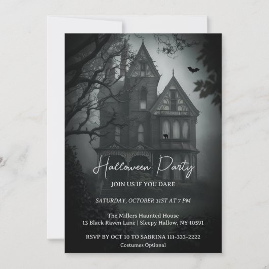 Creepy Old House Halloween-Party Einladung (Vorderseite)