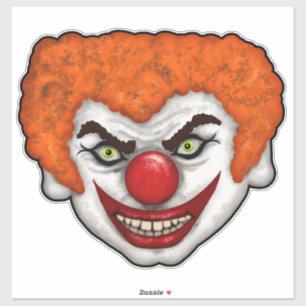 Creepy Orange Hair Clown Face   Cheries Art 2020 Aufkleber