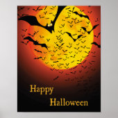 Creepy Orange Moon and Bat Halloween Poster (Vorne)