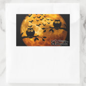 Creepy Owls, Vampire Bats und Halloween Moon Rechteckiger Aufkleber (Tasche)