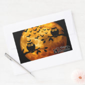 Creepy Owls, Vampire Bats und Halloween Moon Rechteckiger Aufkleber (Umschlag)