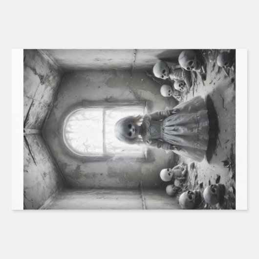 Creepy Phantom Doll Trio - Decoupage - Geschenkpapier Set (Vorderseite 3)