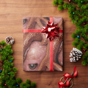 Creepy Pink Alien Octopus Augen und Tentakel Geschenkpapier