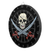 Creepy Pirate Skull & Crossed Cutlasses Dartscheibe (Vorderseite rechts)