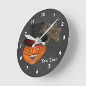 Creepy Pumpkin Face In Top Hat Runde Wanduhr (Winkel)