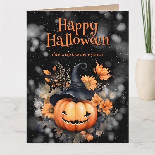 Creepy Pumpkin Ghost Happy Halloween Card Karte (Vorderseite)