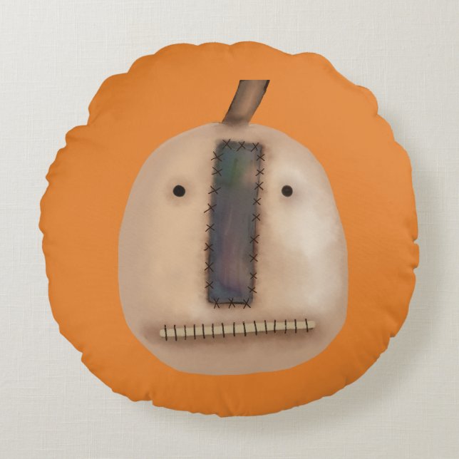 Creepy Pumpkin | Halloween Rundes Kissen (Vorderseite)