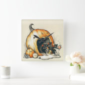 Creepy Pumpkin Halloween Wall Clock Quadratische Wanduhr (Zuhause)