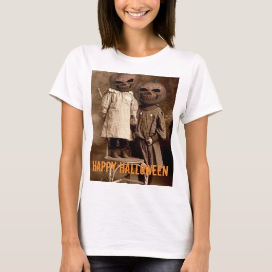 Creepy Pumpkin Head Kids Halloween T-Shirt (Vorderseite)