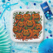 Creepy Pumpkin Horde Halloween Pappteller (Party)