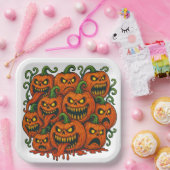 Creepy Pumpkin Horde Halloween Pappteller (Party)
