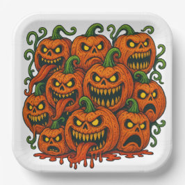 Creepy Pumpkin Horde Halloween Pappteller