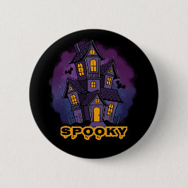 Creepy Purple Mansion Spooky Haunted House Button
