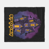Creepy Purple Mansion Spooky Haunted House Fleecedecke (Vorderseite (Horizontal))
