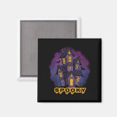 Creepy Purple Mansion Spooky Haunted House Magnet (Vorderseite/Rückseite)