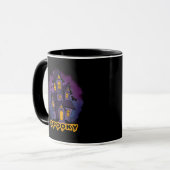 Creepy Purple Mansion Spooky Haunted House Tasse (Vorderseite Links)