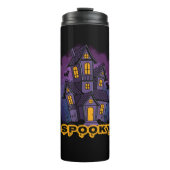 Creepy Purple Mansion Spooky Haunted House Thermosbecher (Vorderseite)