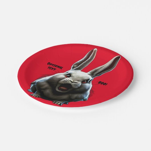 CREEPY RABBIT HALLOWEEN-PARTY PLATE PAPPTELLER (Schrägansicht)