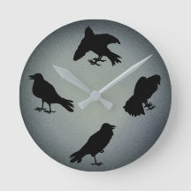 Creepy Raven Silhouettes Gray Halloween