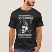 Creepy Raven Skull Ugly Christmas Sweater Goth Aes T-Shirt (Vorderseite)