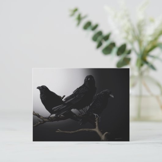 Creepy Ravens im Mondlicht Postkarte (Stehend Vorderseite)