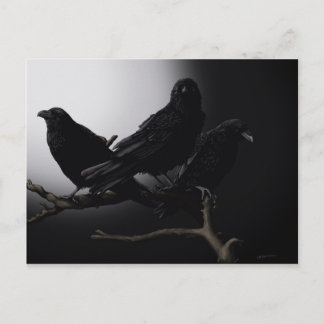 Creepy Ravens im Mondlicht Postkarte