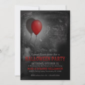 Creepy Red Balloon Halloween-Party Einladung (Vorderseite)