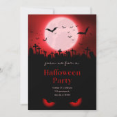 Creepy Red Moon Friedhof Halloween-Party Einladung (Vorderseite)