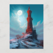 Creepy Red Tower Landschaft Fantasy Art Postkarte (Vorderseite)